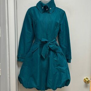 Due Per Due Teal Belted Lightweight Zip Jacket (Size Medium)